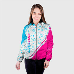 Куртка с капюшоном женская Jaguar neon gradient style: надпись, символ, цвет: 3D-черный — фото 2