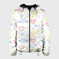 Куртка с капюшоном женская Color hearts, цвет: 3D-черный