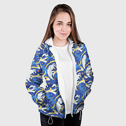 Куртка с капюшоном женская Японский традиционный узор волн, цвет: 3D-белый — фото 2