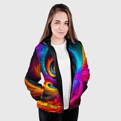Куртка с капюшоном женская Радужная воронка, цвет: 3D-черный — фото 2
