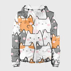 Куртка с капюшоном женская Семья котиков, цвет: 3D-белый