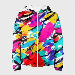 Куртка с капюшоном женская Абстрактные узоры штрихи, цвет: 3D-белый