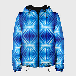 Куртка с капюшоном женская Ярко-синий светящийся узор, цвет: 3D-черный