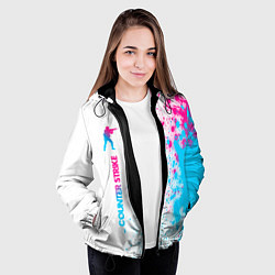 Куртка с капюшоном женская Counter Strike neon gradient style: по-вертикали, цвет: 3D-черный — фото 2