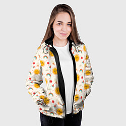 Куртка с капюшоном женская Летний милый паттерн, цвет: 3D-черный — фото 2
