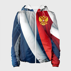 Куртка с капюшоном женская Герб России абстракция, цвет: 3D-белый