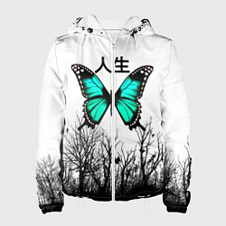 Женская куртка С бабочкой на фоне японского иероглифа