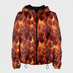 Куртка с капюшоном женская Огненная мозаичная текстура, цвет: 3D-черный
