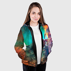 Куртка с капюшоном женская Аморфный цветастый космос, цвет: 3D-черный — фото 2