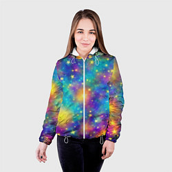 Куртка с капюшоном женская Звездный космос, сияющий волшебством, цвет: 3D-белый — фото 2