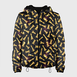 Куртка с капюшоном женская Шахматы в космосе, цвет: 3D-черный