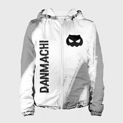 Женская куртка DanMachi glitch на светлом фоне: надпись, символ