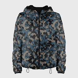 Куртка с капюшоном женская Камуфляж сеточный, цвет: 3D-черный