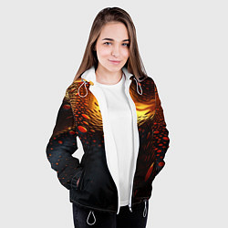 Куртка с капюшоном женская Золотые волнистые линии, цвет: 3D-белый — фото 2