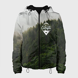 Куртка с капюшоном женская Я из Сибири на фоне леса, цвет: 3D-черный