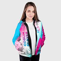 Куртка с капюшоном женская Goblin Slayer neon gradient style: надпись, символ, цвет: 3D-черный — фото 2