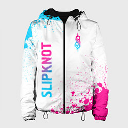 Куртка с капюшоном женская Slipknot neon gradient style: надпись, символ, цвет: 3D-черный