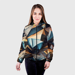 Куртка с капюшоном женская Геометрический принт от нейросети, цвет: 3D-черный — фото 2