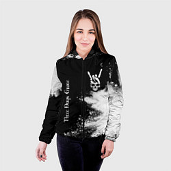 Куртка с капюшоном женская Three Days Grace и рок символ на темном фоне, цвет: 3D-черный — фото 2