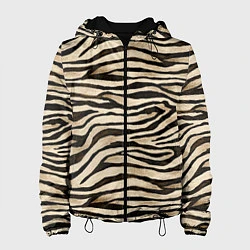 Куртка с капюшоном женская Шкура зебры и белого тигра, цвет: 3D-черный