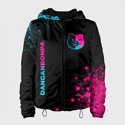 Куртка с капюшоном женская Danganronpa - neon gradient: надпись, символ, цвет: 3D-черный