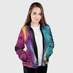 Куртка с капюшоном женская Красочные волны, цвет: 3D-черный — фото 2