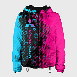 Куртка с капюшоном женская Mitsubishi - neon gradient: по-вертикали, цвет: 3D-черный