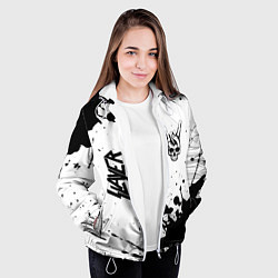 Куртка с капюшоном женская Slayer и рок символ на светлом фоне, цвет: 3D-белый — фото 2