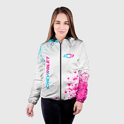 Куртка с капюшоном женская Chevrolet neon gradient style: надпись, символ, цвет: 3D-черный — фото 2