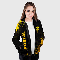 Куртка с капюшоном женская Portal - gold gradient: надпись, символ, цвет: 3D-черный — фото 2