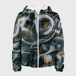 Куртка с капюшоном женская Мазки кисти, цвет: 3D-белый