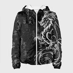 Куртка с капюшоном женская White dragon - grunge, цвет: 3D-белый