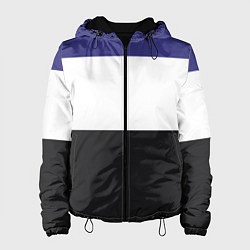 Куртка с капюшоном женская Три цветных полосы, цвет: 3D-черный