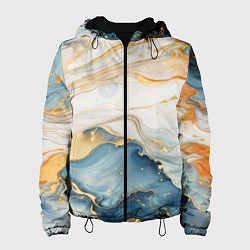 Куртка с капюшоном женская Мраморная абстракция, цвет: 3D-черный