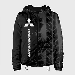 Женская куртка Mitsubishi speed на темном фоне со следами шин: по