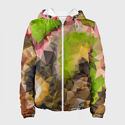 Куртка с капюшоном женская Green brown pattern, цвет: 3D-белый