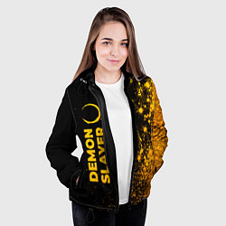 Куртка с капюшоном женская Demon Slayer - gold gradient: по-вертикали, цвет: 3D-черный — фото 2