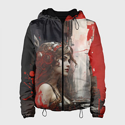 Куртка с капюшоном женская Девушка на променаде, цвет: 3D-черный