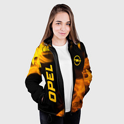 Куртка с капюшоном женская Opel - gold gradient: надпись, символ, цвет: 3D-черный — фото 2