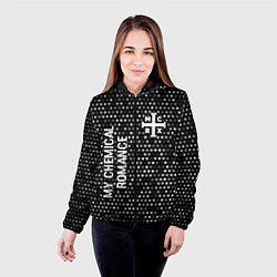 Куртка с капюшоном женская My Chemical Romance glitch на темном фоне: надпись, цвет: 3D-черный — фото 2