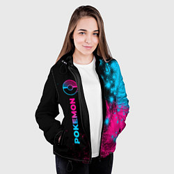 Куртка с капюшоном женская Pokemon - neon gradient: по-вертикали, цвет: 3D-черный — фото 2