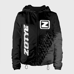 Куртка с капюшоном женская Zotye speed на темном фоне со следами шин: надпись, цвет: 3D-черный