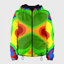 Куртка с капюшоном женская Цветные плавные фигуры, цвет: 3D-черный