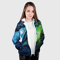 Куртка с капюшоном женская Green blue abstract, цвет: 3D-белый — фото 2