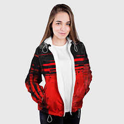 Куртка с капюшоном женская Black red texture, цвет: 3D-белый — фото 2