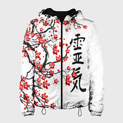 Куртка с капюшоном женская Цветущее дерево сакуры, цвет: 3D-черный