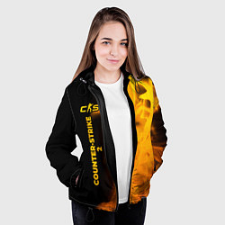 Куртка с капюшоном женская Counter-Strike 2 - gold gradient: по-вертикали, цвет: 3D-черный — фото 2