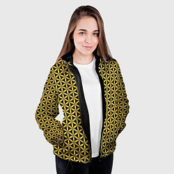 Куртка с капюшоном женская Цветок Жизни - Золото, цвет: 3D-черный — фото 2