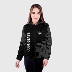 Куртка с капюшоном женская Code Geass glitch на темном фоне: надпись, символ, цвет: 3D-черный — фото 2