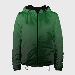 Куртка с капюшоном женская Зелёная клетка с градиентом, цвет: 3D-черный